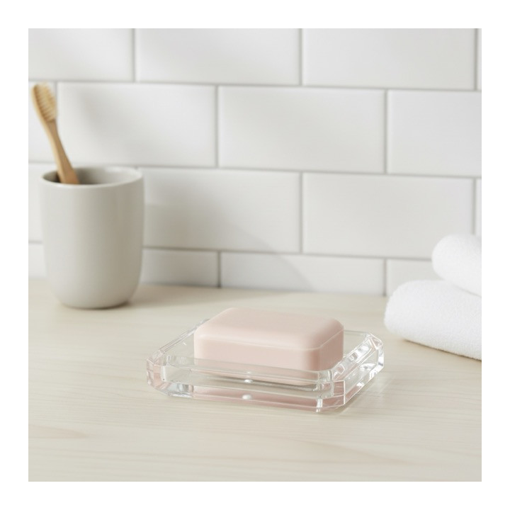 Soap dish in transparent plastic