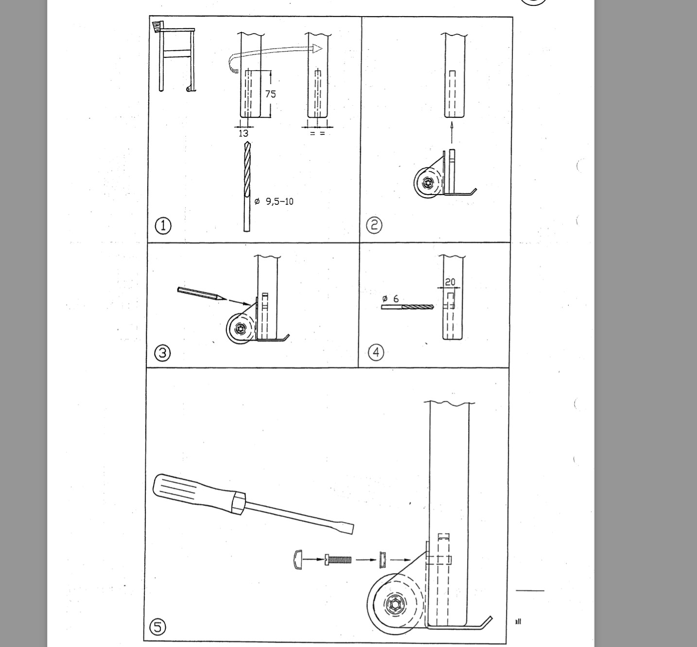 Möbelhjul av mässing
